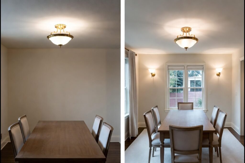 Antique Gold Ceiling Lights And Switched Wall Lights