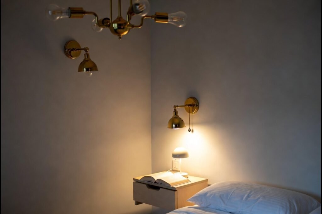 Antique Gold Ceiling Lights And Switched Wall Lights